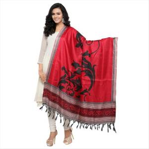 Simple And Elegant Looking Dupatta Is Here In Red Color Fabricated On Cotton Art Silk Beautified With Bold Printed Motif. It Can Be Paired With Red, Black Or White Colored Suit.