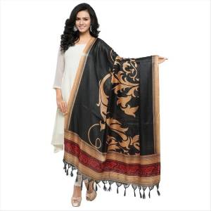Simple And Elegant Looking Dupatta Is Here In Black Color Fabricated On Cotton Art Silk Beautified With Bold Printed Motif. It Can Be Paired With Beige, Black Or White Colored Suit.