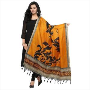 Simple And Elegant Looking Dupatta Is Here In Musturd Yellow Color Fabricated On Cotton Art Silk Beautified With Bold Printed Motif. It Can Be Paired With Yellow, Black Or White Colored Suit.