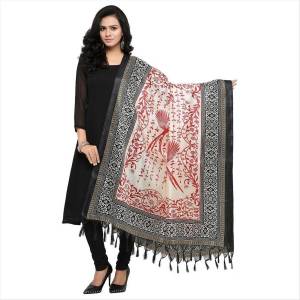 Grab This White And Black Colored Dupatta Which Can Be Paired With Any Colored Suit, This Dupatta Is Fabricated On Cotton Art Silk Beautified With Prints All Over. 