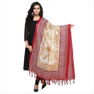 Add Beauty To Your Simple Kurti By Pairing It With This Lovely Dupatta In White And Red Color Fabricated On Cotton Art Silk Beautifiied With Prints. 