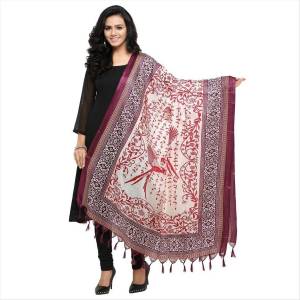 New And Unique Shade Is Here In Dupatta With This Pretty Dupatta In White And Wine Color. This Dupatta Is Fabricated On Cotton Art Silk Beautified With prints. Pair It Up With White Or Wine Color For A Beautiful Look.