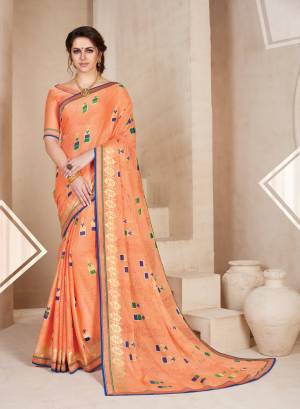 Orange Color Induces Perfect Summery Appeal To Any Outfit, So Grab This Saree In Orange Color Paired With Orange Colored Blouse. This Saree Is Fabricated On Chiffon Brasso Paired With Art Silk Fabricated Blouse. It Is Light Weight And Easy To Drape.