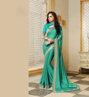 New Shade In Green Is Here With This Saree In Sea Green Color Paired With Sea Green Colored Blouse. This Saree Is Fabricated On Silk Georgette Paired With Art Silk Fabricated Blouse. 