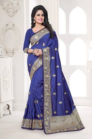 Enhance Your Personality Wearing This Saree In Blue Color Paired With Blue Colored Blouse. This Saree And Blouse Are Fabricated On Art Silk Beautified With Jari Embroidery. Its Fabric Enures Superb Comfort All Day Long. Buy Now.