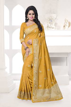 Celebrate This Festove Season Wearing This Saree In Yellow Color Paired With Yellow Colored Blouse. This Saree And Blouse Are Fabricated On Art Silk Beautified With Jari Embroidery. Buy This Saree Now.