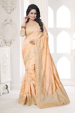 Simple Amd Elegant Looking Designer Saree Is Here In Beige Color Paired With Beige Colored Blouse. This Saree And Blouse are Fabricated On Art Silk Beautified With Jari Embroidery All Over. Buy This Saree Now.