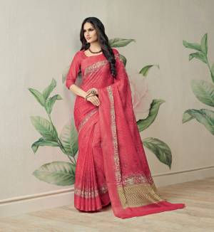 Shine Bright Wearing This Saree In Dark Pink Color Paired With Dark Pink Colored Blouse. This Saree Is Fabricated On Jute Art Silk Paired With Art Silk Fabricated blouse. Buy This Saree Now.
