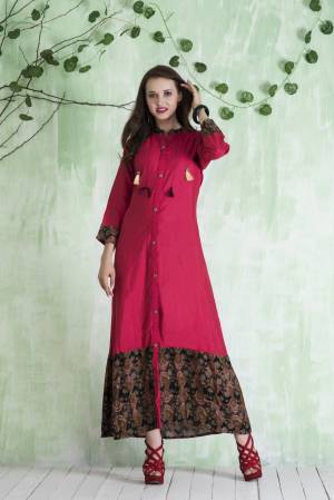 Bright And Visually Appealing Color Is Here With This Designer Readymade Kurti In Magenta Pink Color Fabricated On Cotton. This Kurti Is Light Weight And Soft Towards Skin Which Is Easy To Carry All Day Long.