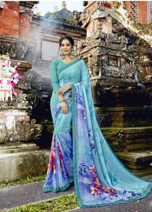 For Your Casual Wear, Grab This Pretty Saree In Light Blue Color Paired With Light Blue Colored Blouse. This Saree Is fabricated On Georgette Paired With Art Silk Fabricated Blouse. Its Fabrics Ensures Superb Comfort All Day Long. Buy Now.