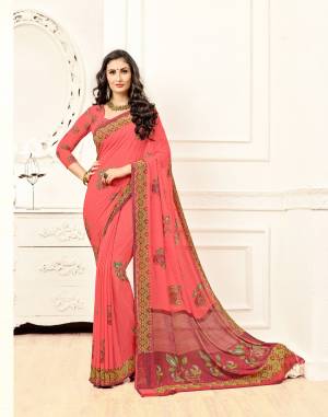 New And Unique Shade In Pink Is Here In Old Rose Pink Colored Saree Paired With Old Rose Pink Colored Blouse. This Saree And Blouse are Fabricated On Georgette Beautified With Prints. It Is Light Weight And Ensures Superb Comfort All Day Long.
