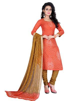 Add This Dress Material To Your Wardrobe And Get This Stitched As Per Your Desired Fit And Comfort. This Pretty Dress Material Is Fabricated On Satin Cotton Beautified With Bandhani Prints. Its Fabric Is Soft Towards Skin And Ensures Superb Comfort All Day Long.