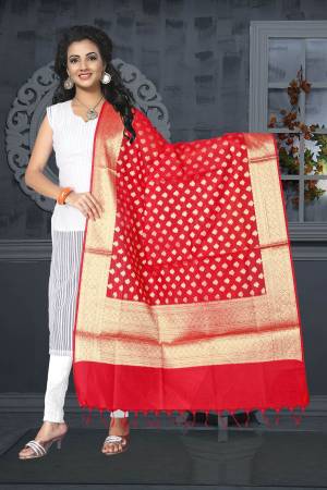 Dupatta Gives A Lovely Addition To Your Simple Look, So Add This Red Colored Dupatta To Your Wardrobe Which Can Be Paired With Any Contrasting Colored Dress.