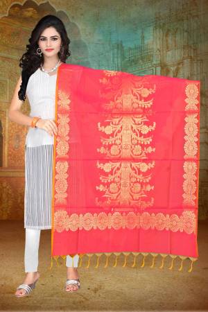 Bright And Visually Appealing Color Is Here With This Lovely Dupatta In Dark Pink Color Fabricated On Banarasi Art Silk Beautified With Weave. It Is Light In Weight And Easy To Carry All Day Long.