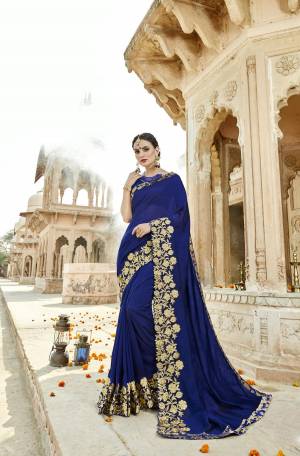 Bright And Attractive Color Is Here With This Designer Saree In Royal Blue Color Paired With Royal Blue Colored Blouse. This Saree And Blouse Are Fabricated On Art Silk Beautified With Attractive Embroidered Lace Border. Buy Now.