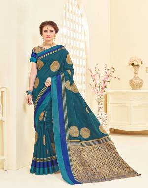 Grab This Beautiful Saree In Blue Color Paired With Blue And Gold Colored Blouse. This Saree Is Fabricated On Art Silk Paired With Brocade Fabricated Blouse. This Saree IS Fabricated On Art Silk Paired With Brocade Fabricated Blouse. It Is Light In Weight And easy To Carry All Day Long.