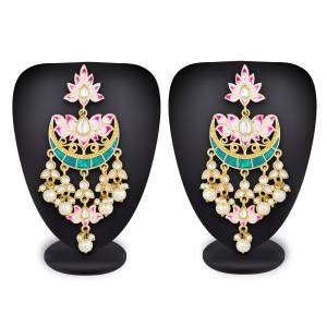 Give Heavy Ethnic Look To Your Perosonality Pairing Your Ethnic Attire With This Pretty Pair Of Earring In Golden Color Beautified With Stone Work. This Pretty Pair Can Be Paired With Any Contrasting Or Same Colored Attire.