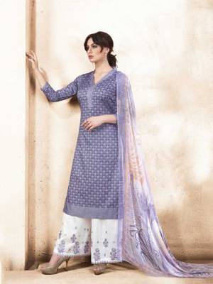 Add This Lovely Shade To Your Wardrobe With This Semi-Stitched Suit In Light Purple Colored Top Paired With White Colored Bottom And Light Purple Colored Dupatta. Its Top Is Fabricated On Silk Cotton Paired With Satin Cotton Bottom And Chiffon Dupatta. Get This Tailored As Per Your Desired Fit And Comfort.