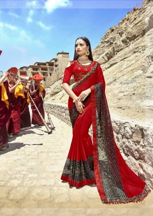 Adorn The Angelic Look Wearing This Beautiful Saree In Red Color Paired With Red Colored Blouse. This Saree IS Fabricated On Satin Silk Paired With Art Silk Fabricated Blouse. It Is Beautified With Coding Work. Also It Is Easy To Carry All Day Long.