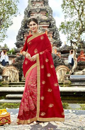 Look Beautiful And Attractive Wearing This Designer Saeee In Red And Pink Color Paired With Red Colored Blouse. This Saree Is fabricated On Art Silk And Georgette Paired With Art Silk Fabricated Blouse. Buy This Designer Saree Now.