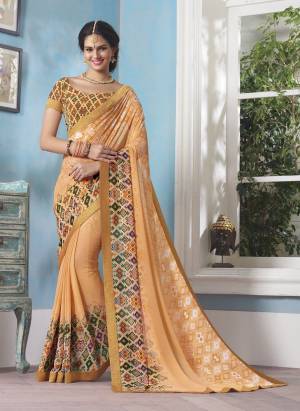 For Your Casual Wear, Grab This Saree In Beige Color Paired With Beige Colored Blouse. This Saree And Blouse Are Fabricated On Georgette Beautified With Prints .