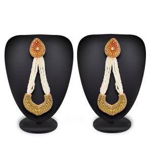 Simple, Rich And Elegant Looking Designer Pair Of Earrings Is Here In Golden Color With Stone And Moti. It Is Light Weight And Easy To Carry Throughout The Gala.
