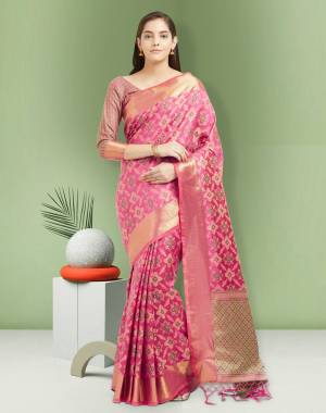 Look Pretty In This Pink Colored Saree Paired With Pink Colored Blouse. This Saree And Blouse Are Fabricated On Art Silk Beautified With Weave All Over It. Its Rich Fabric and Color Will Make You Look Very Pretty.