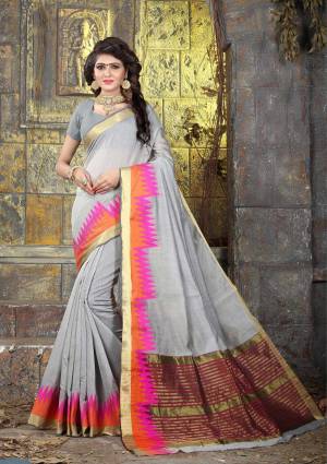 Drape this grey coloured saree from Viva N Diva and look pretty like never before. This beautiful saree features a classy weaving border, which makes it a smart pick for casual occasions. Made from khadi silk, this 5.5 m saree is light in weight and easy to carry all day long. It comes with a 0.80 m blouse piece.