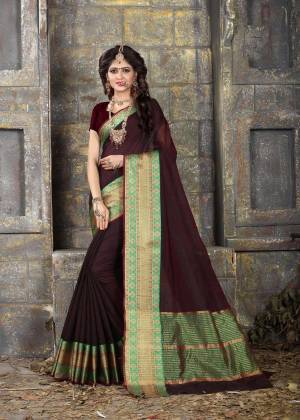 Drape this Brown coloured saree from Viva N Diva and look pretty like never before. This beautiful saree features a classy weaving border, which makes it a smart pick for casual occasions. Made from khadi silk, this 5.5 m saree is light in weight and easy to carry all day long. It comes with a 0.80 m blouse piece.