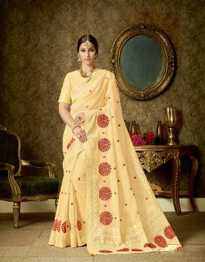 Leave your mark wherever you go in this sunshine yellow saree. With rich and classical embroidery details, we are sure you'll dazzle the crowd. 