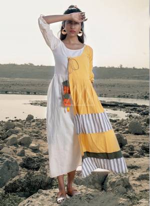 Grab This Beautiful linen long maxi casual dress has a flap over regular silhoutte.?
The basic angarakha style is used for trendy look along with hangings and handmade pompoms.
handmade with Love. khadi is a fabric that will keep you cool in summers and warm in winters. 
so this dress suits to wear in all season?