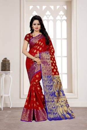 Adorn The Pretty Angelic Look Wearing this Banarasi Saree In Red Color Paired With Red Colored Blouse. This Saree And Blouse Are Fabricated on Banarasi Art Silk Which Gives A Rich And Elegant Look To Your Personality.