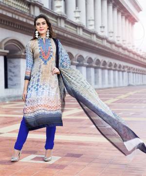 Simple And Elegant Looking Straight Suit Is Here In White And Blue Colored Top And Dupatta Paired With Royal Blue Colored Bottom. Its Top Is Fabricated On Cotton Satin Paired Santoon Bottom And Chiffon Dupatta. Its Fabrics Ensures Superb Comfort All Day Long. Buy Now.