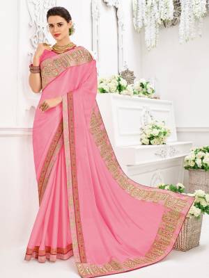 Change your wardrobe and get classier outfits like this gorgeous pink color bright georgette saree. Ideal for party, festive & social gatherings. this gorgeous saree featuring a beautiful mix of designs. Its attractive color and designer heavy embroidered design, Flower patch design, moti design, beautiful floral design work over the attire & contrast hemline adds to the look. Comes along with a contrast unstitched blouse.