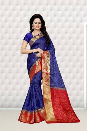 Bright And Visually Appealing Color Is Here With This Saree In Royal Blue Color Paired With Royal Blue Colored Blouse. This Saree And Blouse are Fabricated On Banarasi Art Silk Beautified With Weave All Over. It Is Easy To Drape And Carry All Day Long.