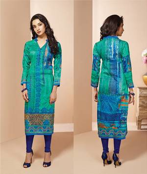 Add This Simple Readymade Kurti For Your Casual Wear In Sea Green Color Fabricated On Cotton Beautified With Prints. This Kurti IS Light Weight And Easy To Carry All Day Long.