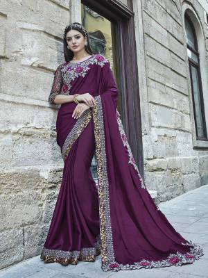 Look Attractive Wearing this Designer Saree In Purple Color Paired With Purple Colored Blouse. This Saree Is Fabricated On Silk Paired With Art Silk And Net Fabricated Blouse. It Is Easy To Drape And Gives A Rich Look To Your Personality.