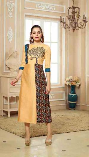 Simple And Elegant Looking Designer Readymade Kurti Is Here In Beige Color Fabricated On Cotton. It Is Beautified With Prints And thread Work. Also It Is Available In All Regular Sizes. Buy Now.