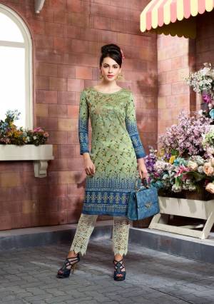 Look Pretty Wearing This Readymade Kurti In Light Green Color Fabricated On Tussar Art Silk Beautified With Prints And Thread Work. This Kurti Is Available In All Regular Sizes. Buy Now.