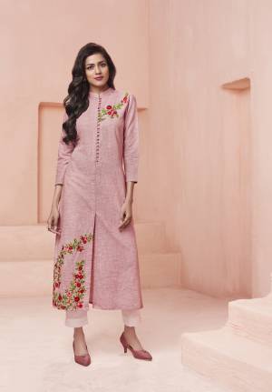 Look Very Pretty Wearing This Designer Readymade Kurti In Pink Color Fabricated On Cotton. This Pretty Kurti Is Beautified with Multi Colored Floral Thread Embroidery. Buy Now.