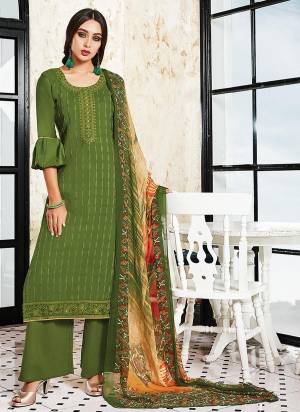 Celebrate This Festive Season Wearing This Suit In Green Color Paired Witth Beige And Green colored Dupatta. This Dress Material Is Fabricated On Satin Paired With Printed Chiffon Dupatta. Its Fabric Ensures Superb Comfort all Day Long. Buy Now.