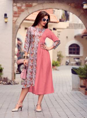 Look Pretty Wearing This Designer Readymade Kurti In Pink Color With A Very Unique Pattern. This Kurti Is Cotton satin Based Fabric Beautified With Prints. Buy This Kurti Now.
