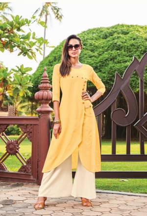 Celebrate This Festive Season With Beauty And Comfort Wearing This Designer Readymade Kurti In Yellow Color Fabricated On Silk Cotton. This Kurti Is Available In All Regular Sizes. Also Its Fabric Ensures Superb Comfort all Day Long.