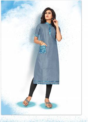 For Your College Wear Or Your Work Place, This Readymade IS Suitable IS For Both, Buy This Steel Blue Colored Kurti Fabricated On Art Silk And Choose Your Size Accordinly.