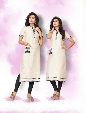 Simple And Elegant Looking Readymade Kurti IS Here In Off-White Color Fabricated On Art Silk. This Readymade Kurti IS Suitable For Semi-Casual Or Casual Wear.