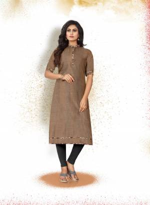 For Your College Wear Or Your Work Place, This Readymade IS Suitable IS For Both, Buy This Brown Colored Kurti Fabricated On Art Silk And Choose Your Size Accordinly.