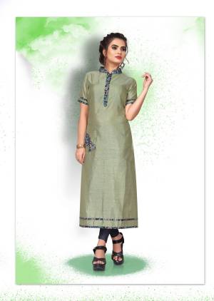 A Must Have Shade In Every Womens Wardrobe IS Here And Which Is In High Demand, Grab This Readymade Kurti In Pastel Green Color Fabricated On Art Silk. This Color Suits Every Age Group And Also It Is Comfortable To Wear.