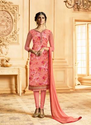Look Pretty Wearing This Straight Suit In Pink Color Paired Pink Colored Bottom And Dupatta. It Top Is Fabricated On Georgette Brasso Paired With Santoon Bottom And Chiffon Dupatta. All Its Fabric Ensures Superb Comfort All Day Long. Buy Now.