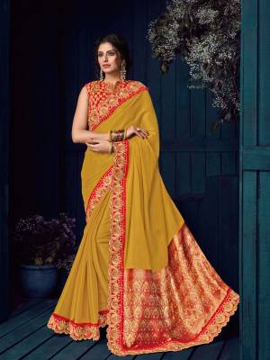 Flaunt your gorgeous look wearing this yellow color saree. Ideal for party, festive & social gatherings. this gorgeous saree featuring a beautiful mix of designs. Its attractive color and designer heavy embroidered design, Flower patch design, stone design, beautiful floral design work over the attire & contrast hemline adds to the look. Comes along with a contrast unstitched blouse.