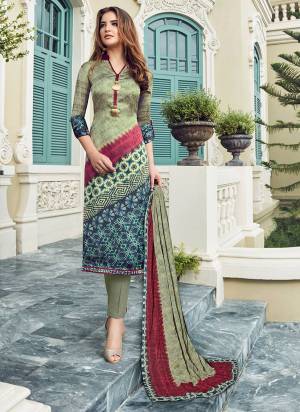 This Season Is About Subtle Shades And Pastel Play, Grab This Designer Digital Printed Suit In Pastel Green Color Paired With Pastel Green Colored Bottom And Pastel Green Colored Dupatta. Its Top Is Fabricated On Satin Paired With Crepe Bottom And Chiffon Dupatta. Buy This Semi-Stitched Suit.